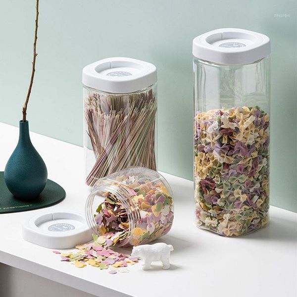 

storage bottles & jars food-grade sealed kitchen organizer grain box with lid food container plastic transparent large