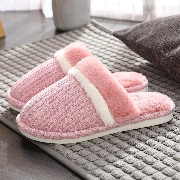 

women's slippers for home man slides faux fur female shoes autumn winter casual soft babouches femme, Black