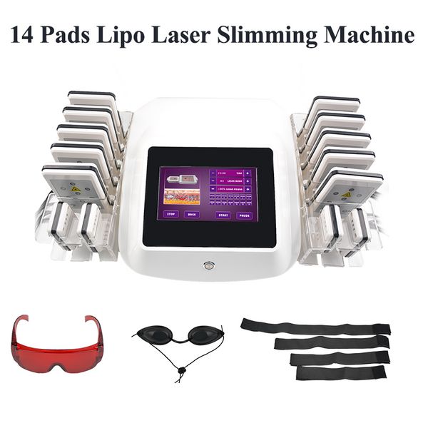 14 Pads Lipolyse Lipolaser Schlankheitsgerät tragbare Lipo-Laser-Schönheitsmaschine mit 10 großen und 4 kleinen