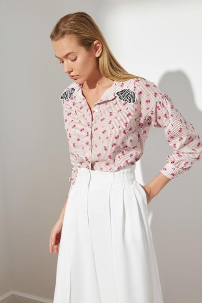 

women's blouses & shirts trendyol printed shirt twoss21go0493, White