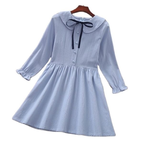 Mädchen Kleid Langarm 2022 Herbst Stil Western Reiner Baumwolle College Kinder Prinzessin Rock P4541 210622