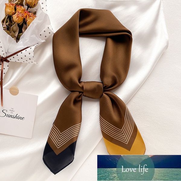

luxury brand square silk scarf women plain striped line shawls and wraps fashion bag scarfs hair tie bandanas hijab 70*70cm factory price ex, Blue;gray