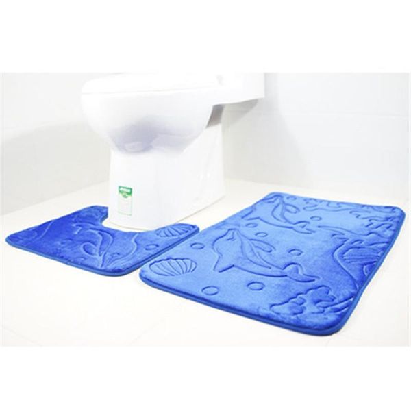 

bath mats 2pcs brown/blue bathroom mat set u-shaped rugs+ rectangle flannel carpet non-slip floor foot pads suit closestool