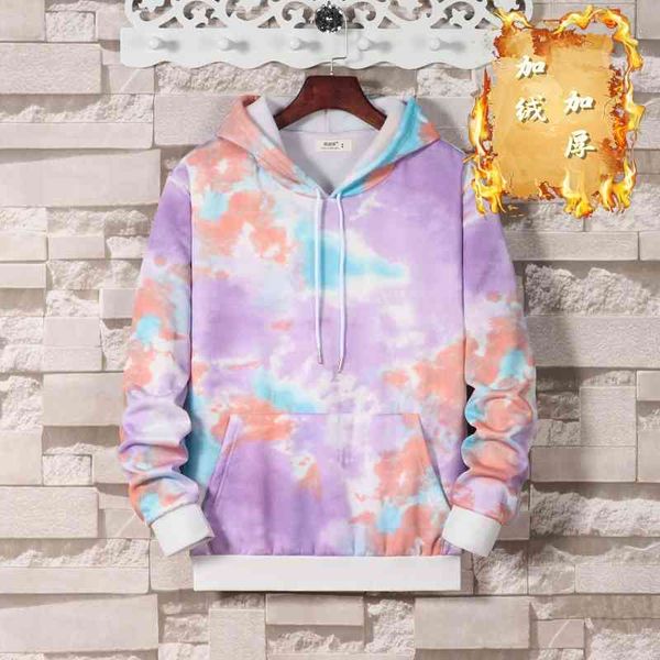 

2020 winter new couple's tie dye solid color printed sweater, Black