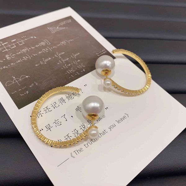 

d home / dijia 2021 new size pearl rhinestone earrings for women, Golden