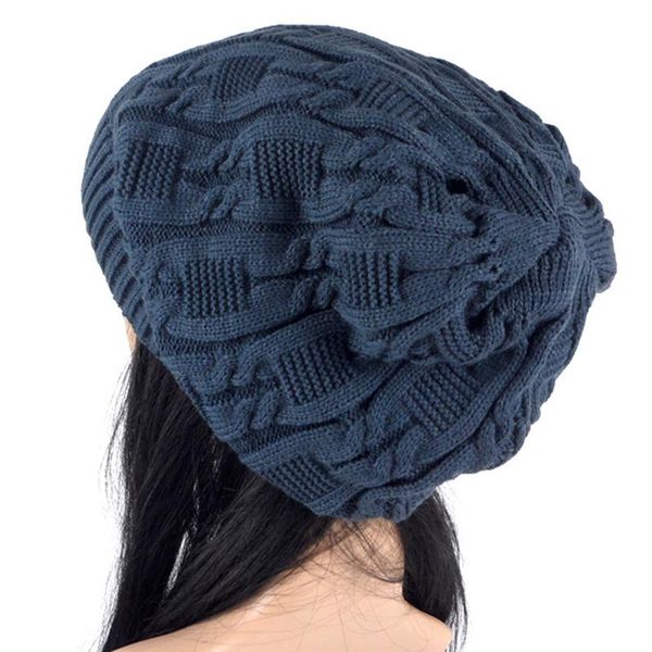 

beanies geebro women pile knitted crochet slouchy hats warm woolen double caps fashion street trend retro solid color bonnet