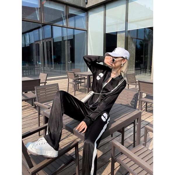 

women's two piece pants women 's - suit loose leisure sports black all -matching casual, White