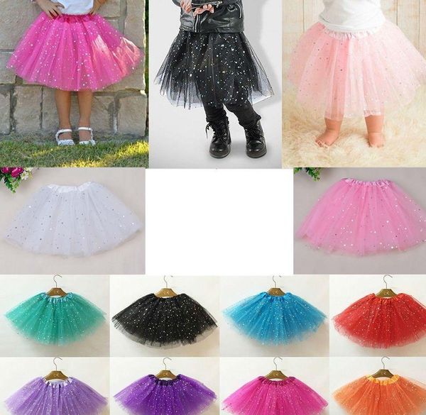 

2022 girls sparkle glitter sequins stars dance ballet tulle tutu skirt princess dress with 3 layers tulle tutu toddler 8 colors available, Blue