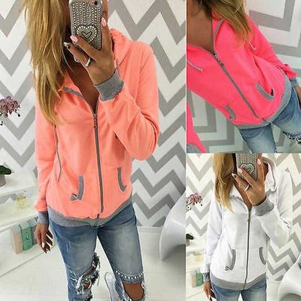 Herbst Frauen Kleidung Damen Reißverschluss Trendy Pocket Hoodie Sweatshirt Kausal Kapuzenjacke Mantel Zwei Seiten Outwear Sport Top 210930