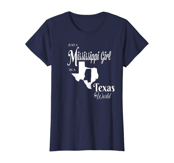 

funny, "just a mississippi girl in a texas world" t-shirt, White;black