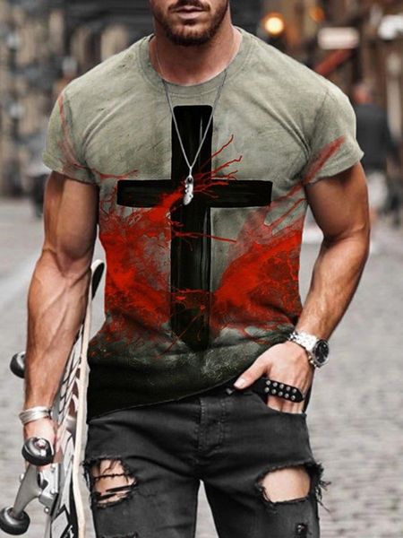 

men's t shirt 2021 prined shor sleeve casual fashion op, White;black