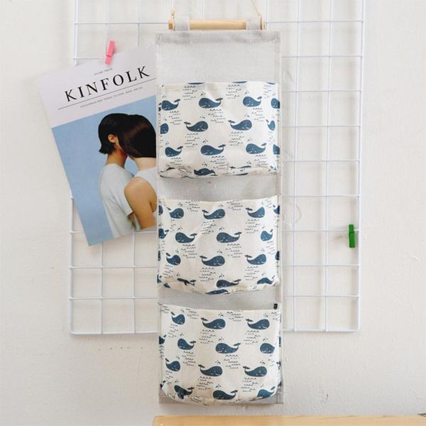 

cotton and linen resistant wall-mounted three-strap storage bag hanging large bedroom artifact wall finishing a11229 boxes & bins