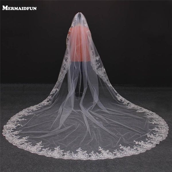

bridal veils 2021 real image one layer bling sequins lace edge long cathedral wedding veil with comb high quality, Black