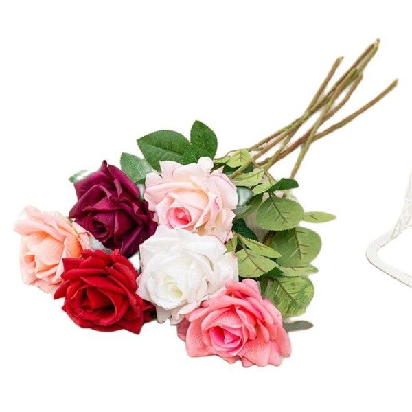 Dekorative Blumenkränze, 8 Stück, gefälschte, feuchtigkeitsspendende Einzelstiel-Rosen, 61 cm Länge, fühlen sich echt an, lockige Rosen für Hochzeits-Mittelstück