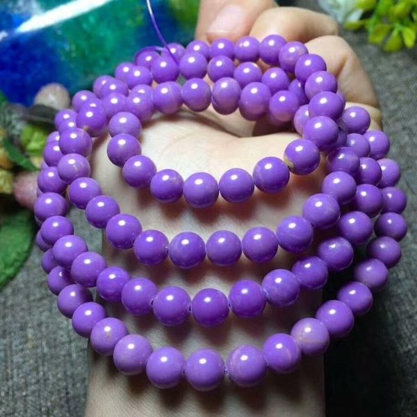 

natural phosphosiderite purple bracelet 7.5-6.8mm beaded, strands, Black
