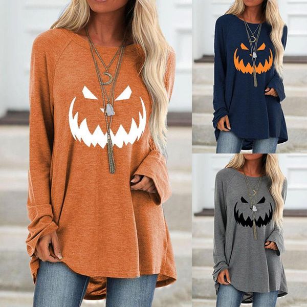 

women plus size autumn blouse halloween lantern ghost pumpkin tunic shirt costume long sleeves ladies, White