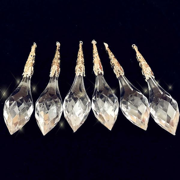 6 pc / lote 10 cm acrílico decoração de casamento decoração pendurado gota de Natal acessórios de ornamento de Natal transparente diamante 211015