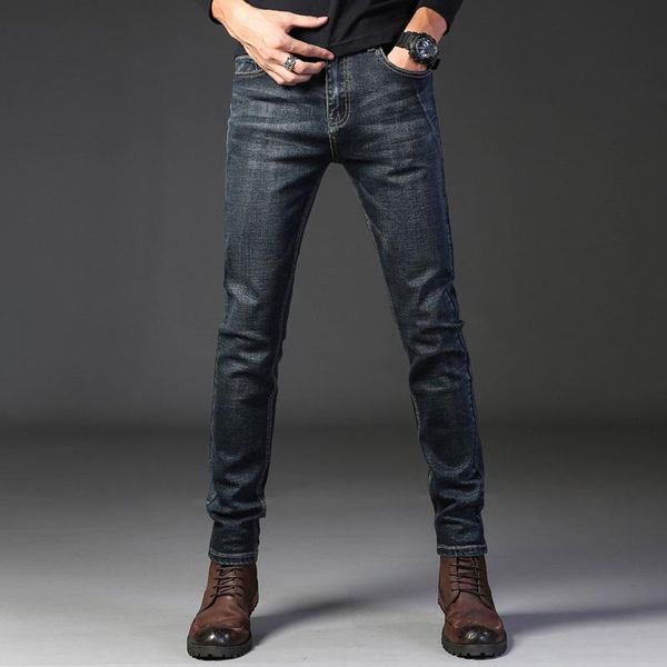 

men's jeans 2021 classic korean denim trousers men straight leg pants stretch slim casual male 2 colour size 28-40 816, Blue