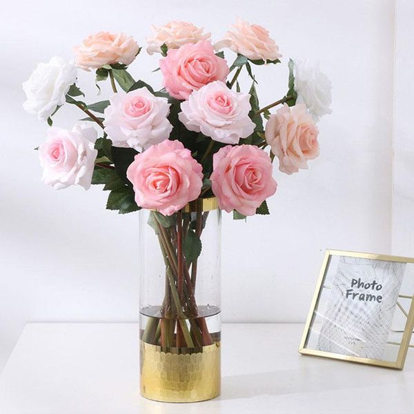 

decorative flowers & wreaths 7pc feel moisturizing latex rose artificial real touch fake flower roses home decoration ornaments wedding bouq