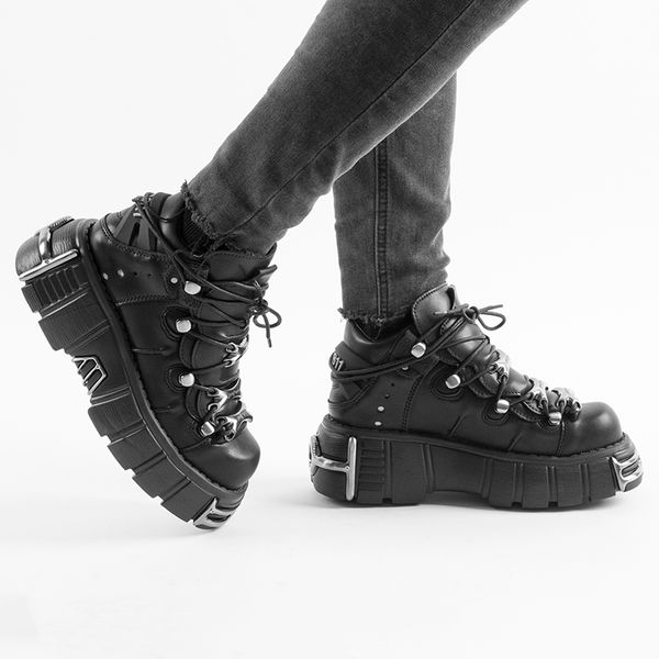 

dress shoes perixir vintage style daddy lace-up lolita gothic jk uniform punk platform woman dglg, Black