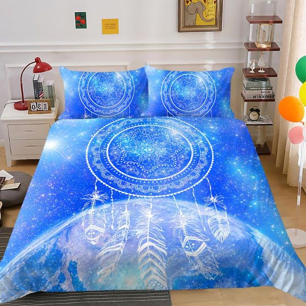 

lmbedding blue color bedding set king size dream catcher double duvet cover  full single unique design bed sheet sets