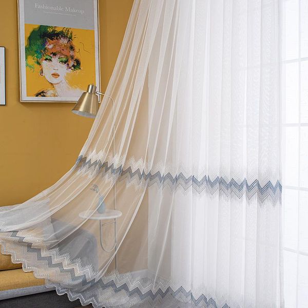 

modern minimalist nordic wind window yarn curtain ripple embroidered & drapes