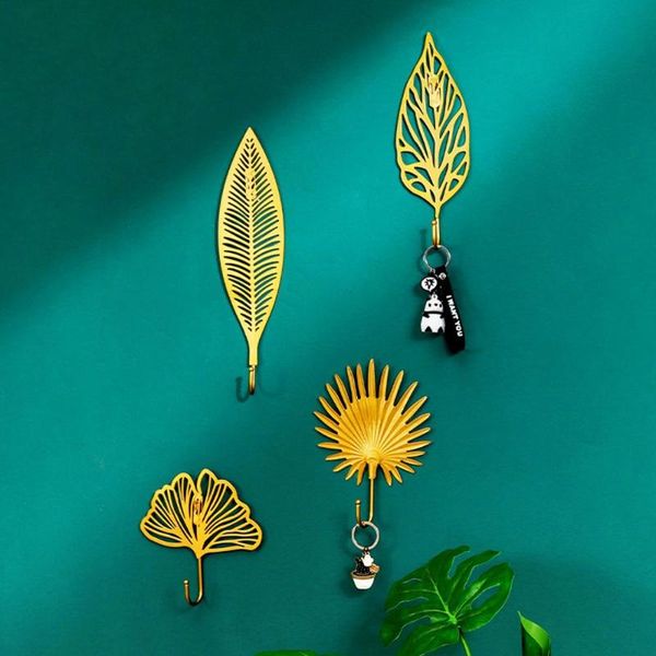 

hooks & rails decorative key hanging home decoration watch hanger leaves shape wall rack jewelry haning hook metal