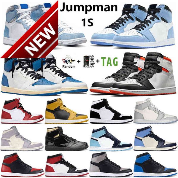 

2022 high 1 og hyper royal 1s mens basketball shoes electro orange university blue dark mocha unc bred patent banned men women