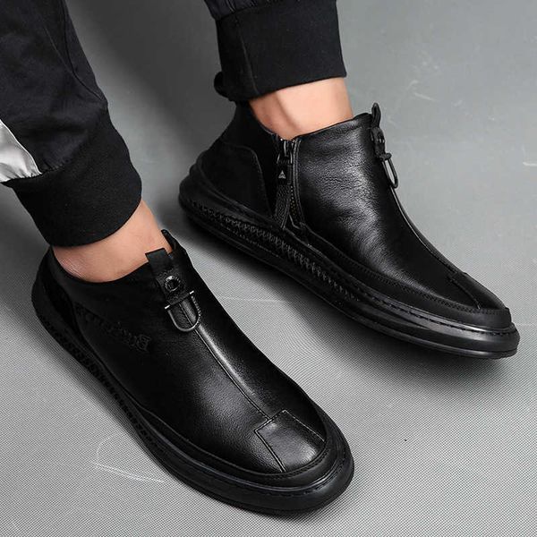 

martin boots men's autumn and winter leather short psh warm british casual shoes middle fashion cotton, Black