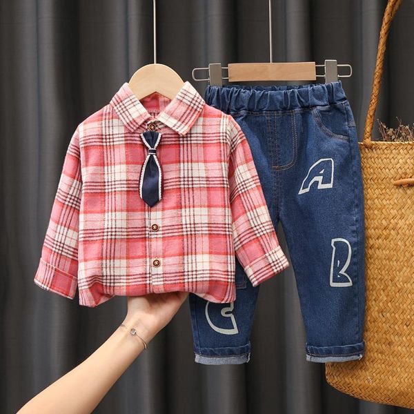 

clothing sets diimuu baby boys shirt + jeans children wear denim pants kids toddler autumn suits infant fashion outfits, White