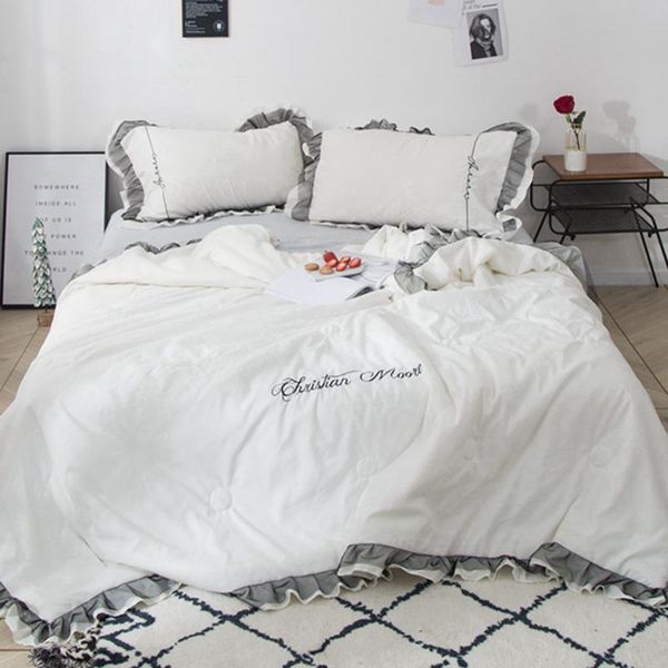 

comforters & sets white summer cool quilted embroidery quilt pillowcase single double fift monochrome air conditioned cotton king #sw