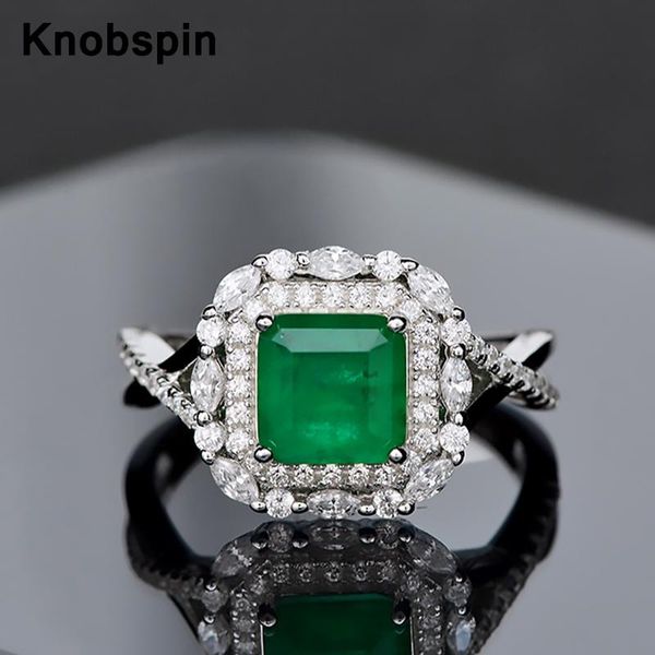 

cluster rings knobspin luxury 100% 925 sterling silver emerald wedding for women high carbon diamond party fine jewelry wholesale, Golden;silver