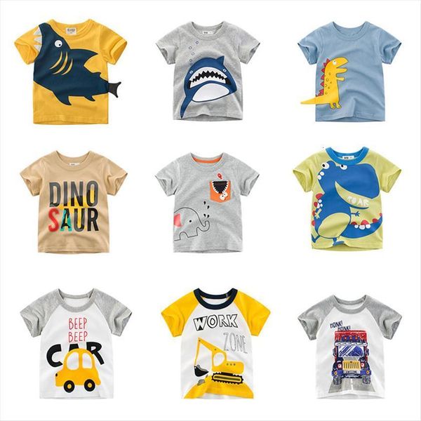 

cartoon animal print baby boys t shirt for summer infant kids girls car clothes cotton toddler letter, Blue