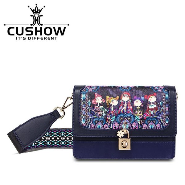 

fashionable wide shoulder strap small square bag printed organ women's single messenger bags