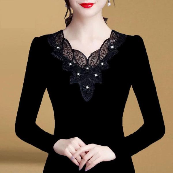 

women's t-shirt woman tshirts black mesh long sleeve autumn winter plus size women ropa mujer camisetas, White