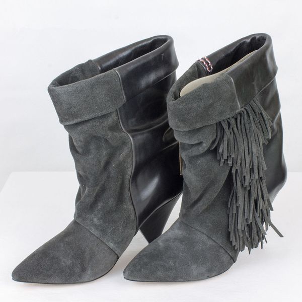 

boot range booties peak black-gray heel shoes in leather suede bangs women's ankle boots sliding into falling shoe