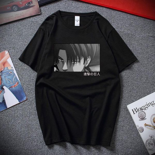

men's t-shirts attack on titan character printed t-shirt fashion 2021 summer large size hip hop loose street short sleeve top, White;black