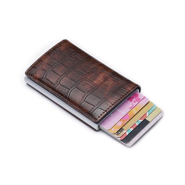

wallets bycobecy men casual wallet pu leather rfid vintage aluminium box travel card fashion and women holder, Red;black