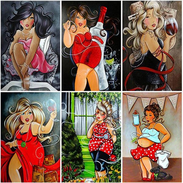 

diamond painting arrival 5d fat ladies cross stitch women full square round needlework handmad gift