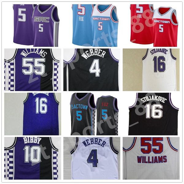 

vintage basketball jason williams jerseys 55 chris webber 4 de aaron fox 5 marvin bagley iii 35 edition earned city black purple white, Black;red