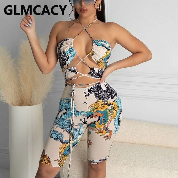 

women plus size halter printed & club bodycon romper 210702, White