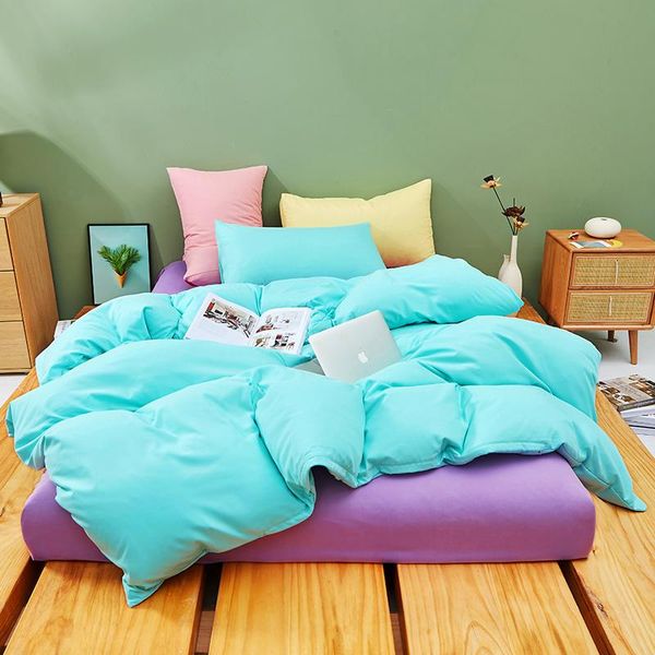 

bedding sets softtime home textile bright solid color duvet cover pillowcase bed sheet simple single twin double beds