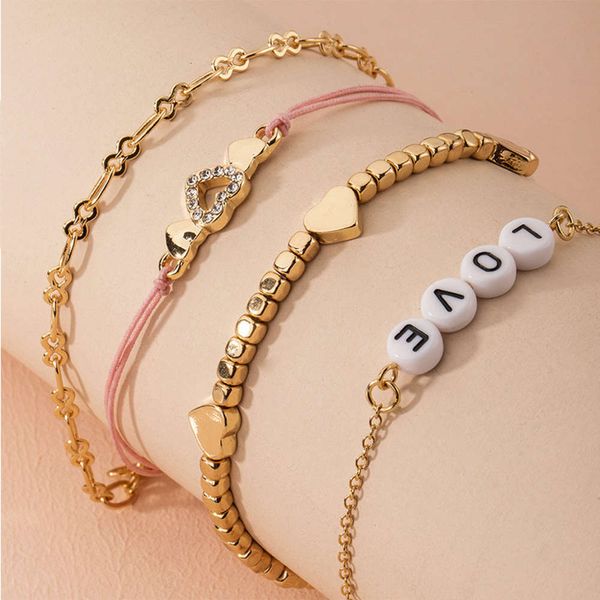 

bracelet national style woven letter bracelet for women, Golden;silver