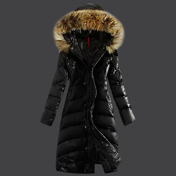 

women's trench coats female jacket large real raccoon fur winter women warm thicken hood coat cotton down parka plu, Tan;black