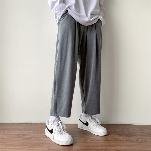 

men's pants loose leisure straigt western-style trousers casual business design cotton formal black/grey suit zs6t