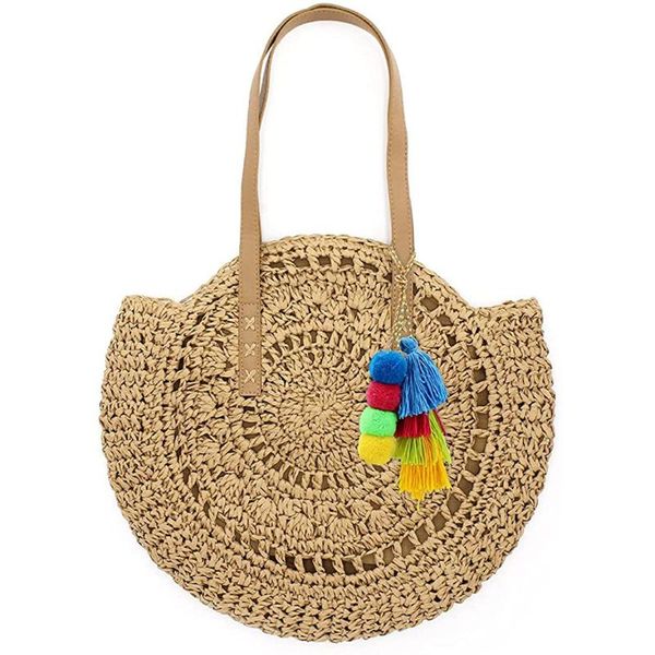 

storage bags summer style ladies straw woven shoulder bag, portable lady messenger beach handbag, tote envelope clutch