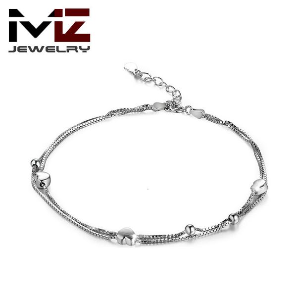 

925 sterling silver foot chain love double women korean version simple small fresh fashion versatile foot accessories, Red;blue
