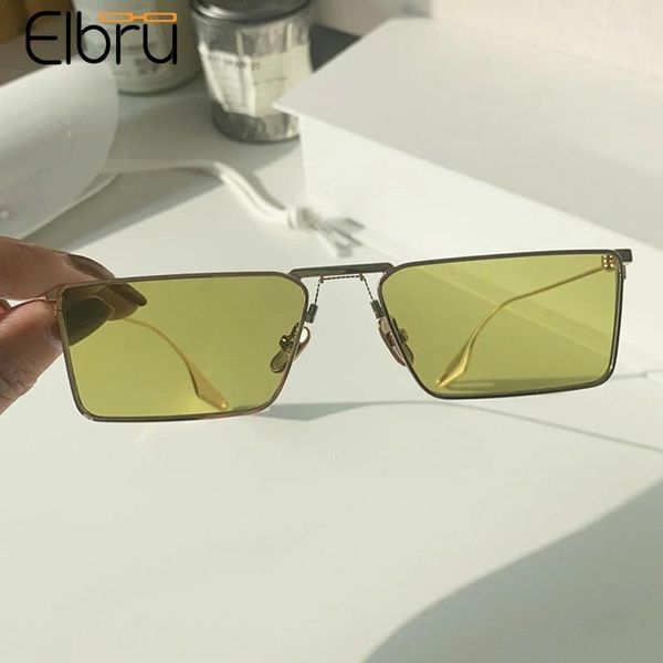 

sunglasses elbru 2021 fashion small square metal brand designer sunshades men colorful eyewear for women retro uv400 sun glasses, White;black