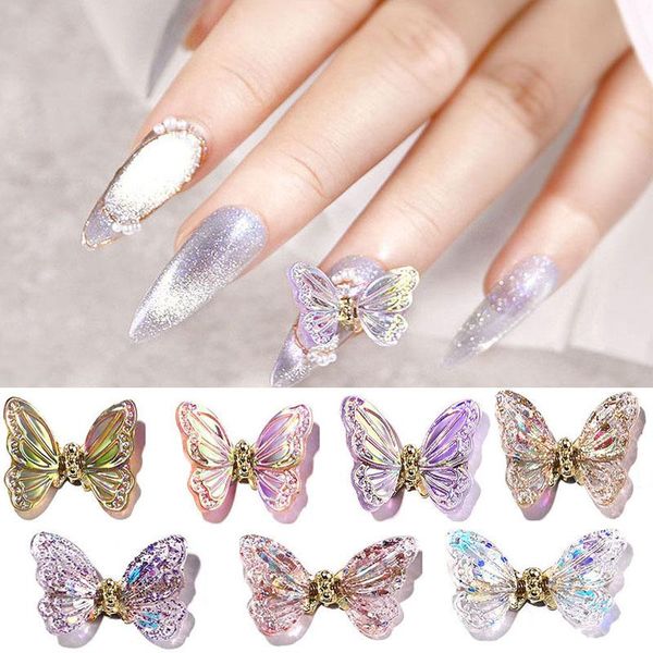 

nail art decorations aurora crystal butterfly zirconia diy jewelry fashion zircon shiny flying 3d glitter decor, Silver;gold