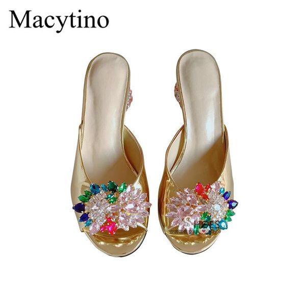 

slippers 2021beading flower embellished high heel slides stylish round designer mules summer dress shoes women, Black